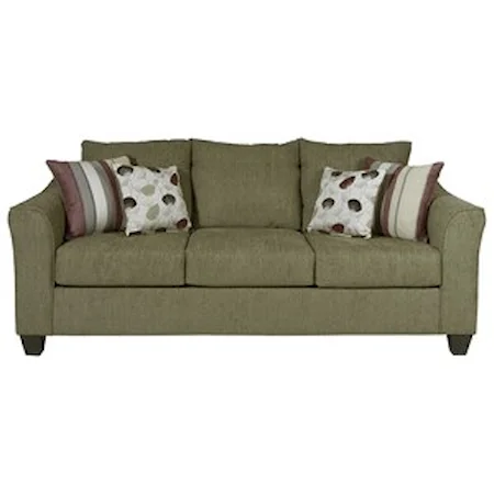 Casual Upholstered Sofa with Flare Tapered Arms